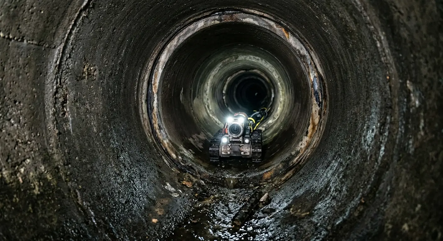 Robotic sewer camera inspecting pipe interior for Sewer Line Cleaning in Donna